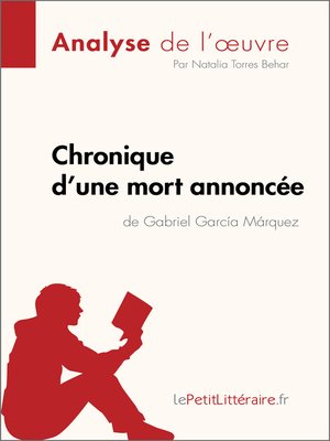 cover image of Chronique d'une mort annoncée de Gabriel García Márquez (Analyse de l'oeuvre)
